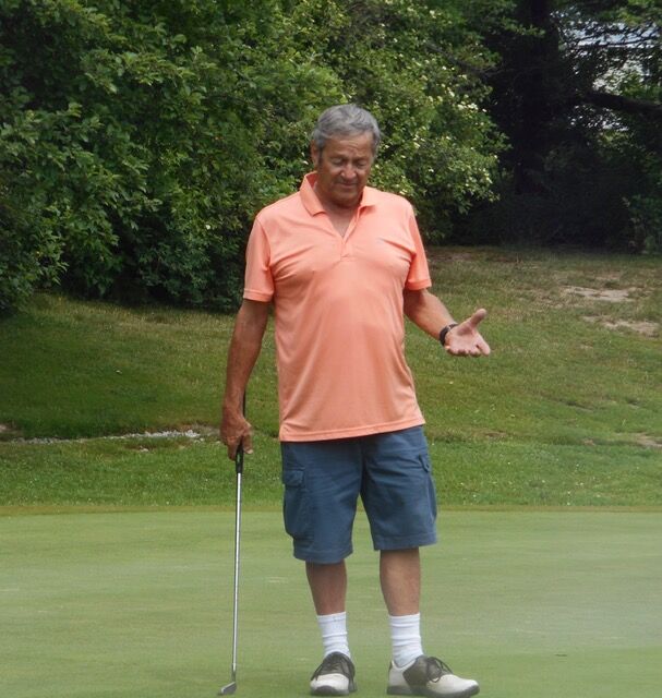 Craig “One Shot” Gilmond asking his ball why it didn’t go in the hole on #17.